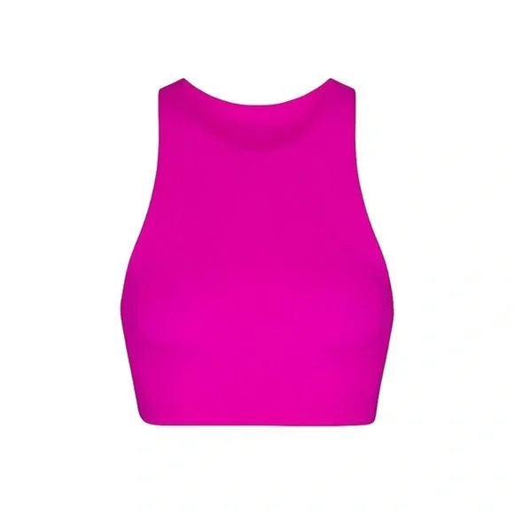 Skims Women's Pink High-Neck Crop Top - Picture 4 of 9
